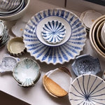 The Japan Collection : Blue striped “wavy-edged” dish