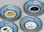 The Japan Collection : Kutani small porcelain cat plates // 5 pieces in a giftbox