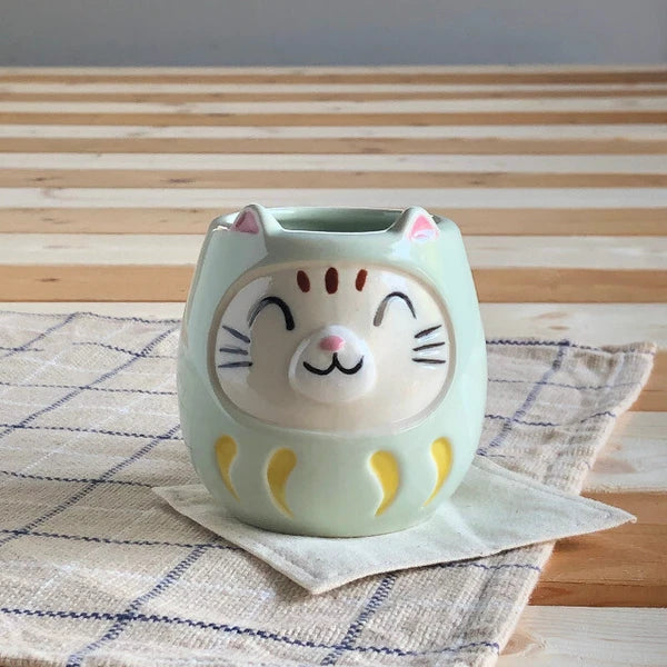 The Japan Collection : Daruma cat mug / Green