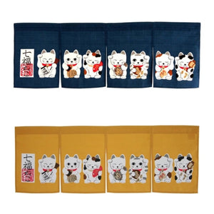 The Japan Collection : Japanese noren curtain Cats blue
