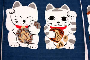 The Japan Collection : Japanese noren curtain Cats blue